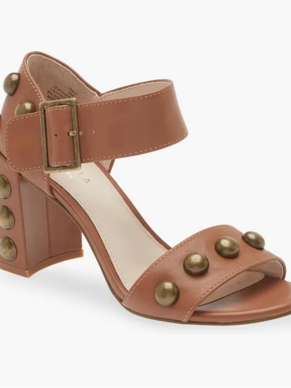 NWT CECELIA NEW YORK Gail Tan Leather Studded Slingback Sandal SIZE 6 IN BOX